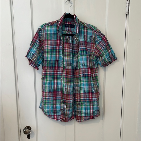 Ralph Lauren Other - Ralph Lauren Red and Green Casual Button Down Shirt Vintage Linen